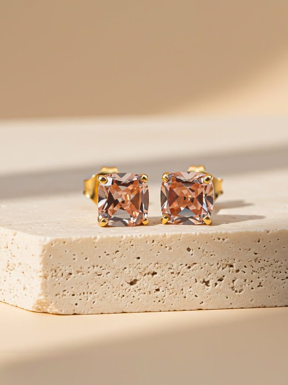 Rose Gold Champaign Stud Earrings Gold Vermeil (2.5 Micron)